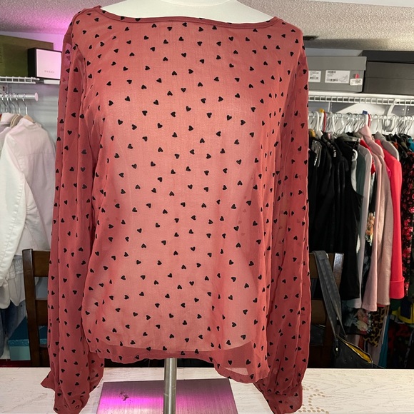 Tops - Sheer Blouse With Hearts!♥️♥️